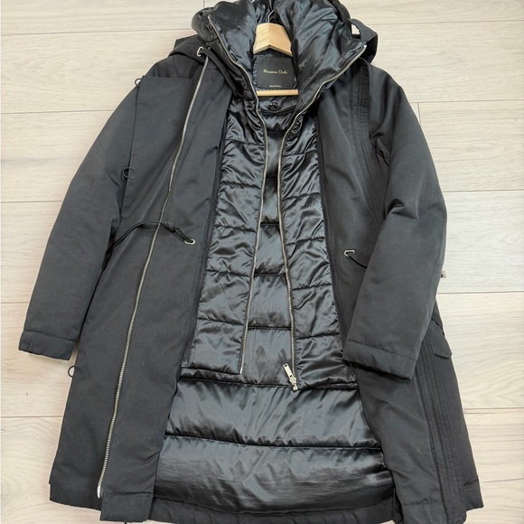 [Massimo Dutti] Black Hooded Puffer Jacket - Picture 2 of 16
